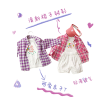 Young Yo-yo Girl Summer Clothing 2022 New Blouses Baby Foreign Air Loose Plaid Shirt Long-sleeved Little Boy Thin Clothes