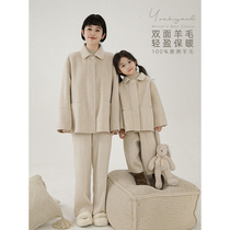 Young girls hand-stitched double-sided woolen coat mothers style neat and capable small lapel solid color loose coat trendy