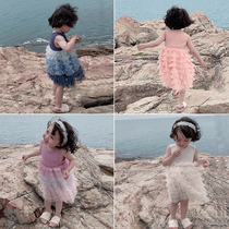 Young Yo-yo Girl Dress Dress Fluffy Skirt Summer Mesh Yarn Splicing Cake Dress Princess Nedress Tutu Skirt Net Red Dress