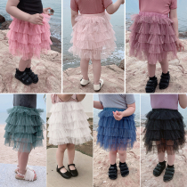 Young Yo-yo Girl Half Body Dress 2022 Summer Dress New Fluffy Skirt Children Dress Short Skirt dress Skirt Ocean Cake Skirt