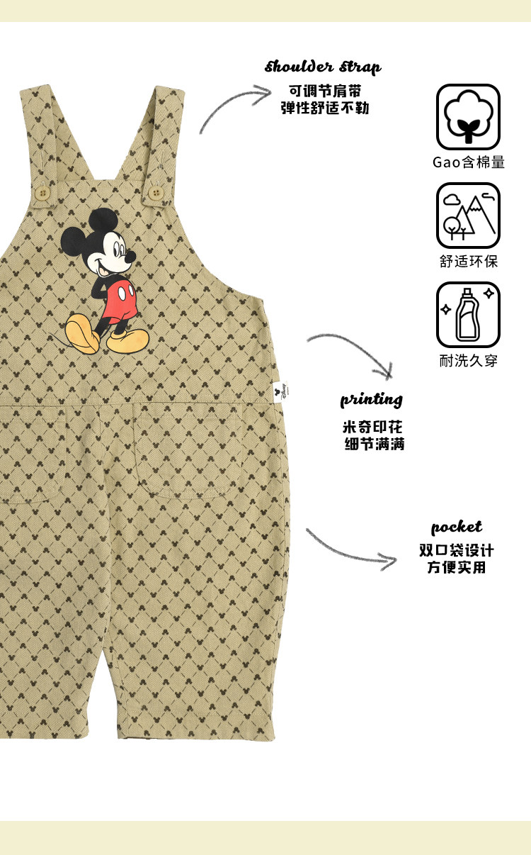 Дисней, детский ретро износостойкий комбинезон, повседневные брюки, штаны, Дисней Микки Маус, в корейском стиле yoehyaul/幼悠 