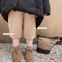 Young Yo-yo Children Plus Suede Pants Winter Clothing 2022 New Ocean Gas Thickened Knitted Pants Girl Han Edition Warm Long Pants Tide