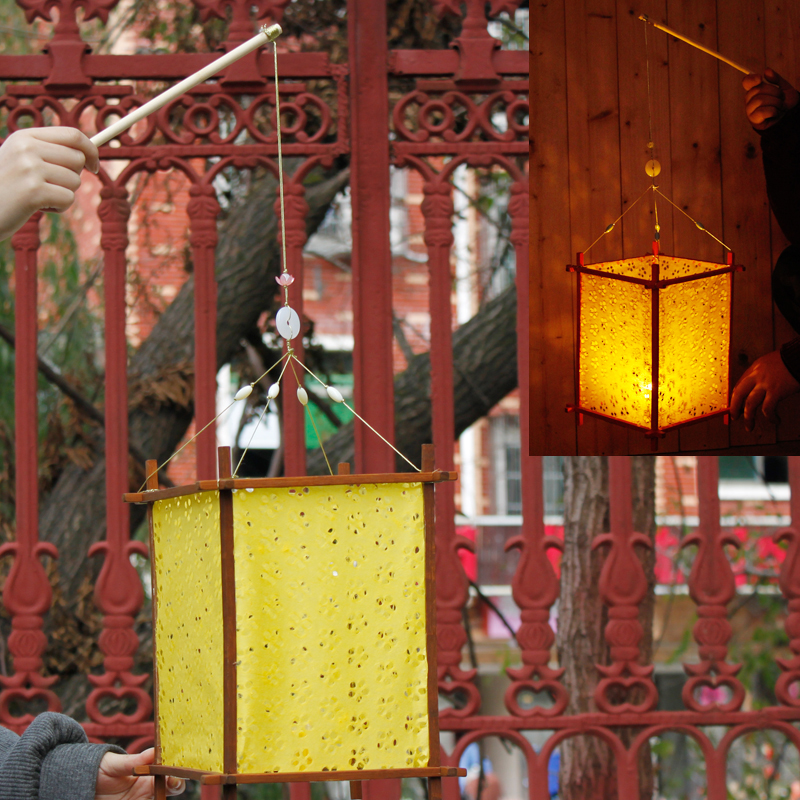 Tiger Mid-Autumn Festival Chinese-style traditional antique hand-held classical four-corner palace lantern DIY ancient paper lantern material Lantern Festival