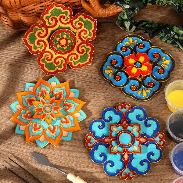 Freehand Enamel DIY Fridge Magnet, Intangible Cultural Heritage Handmade Dunhuang Cultural and Creative Rotating Fridge Magnet, Souvenir, Creative Gift