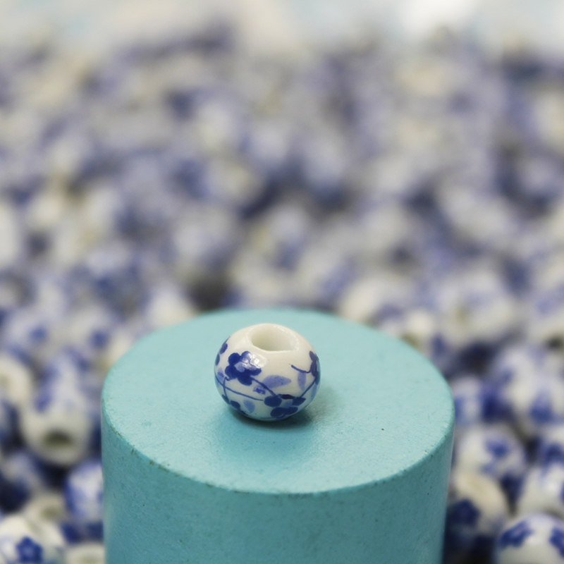 DIY jewelry material blue and white porcelain beads mixed loose beads hand-painted blue and white beads