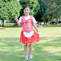 Halloween children play dress for womens small red hat one-piece dress with red cloak performance clothing Kindergarten dance suit