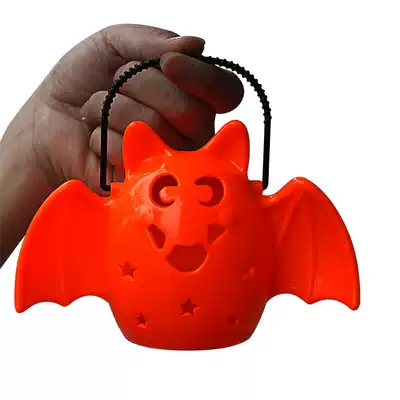 Halloween plastic bat pumpkin lantern glowing pumpkin bucket with handle with button Electronics