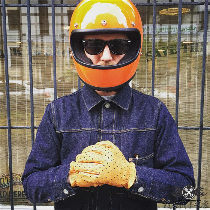 Spot USA Made Regukhale Indian Triumph Take iron locomotive gloves genuine leather perforated breathable driving