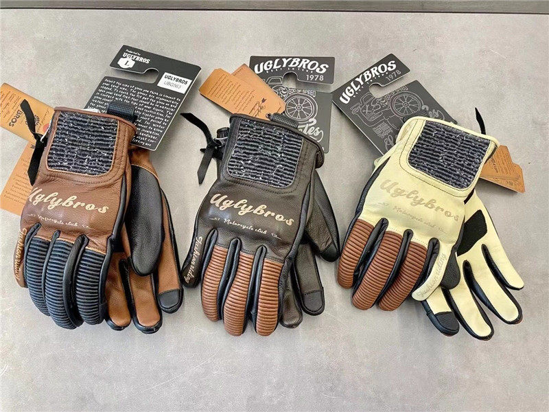 Spot uglyBROS retro Triumph Indian Harley locomotive rider genuine leather anti-fall gloves touch screen warm