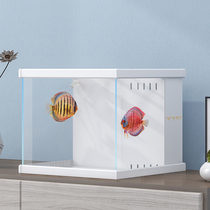 Special fish tank small creative desktop ultra-white glass back filter living room home lazy water-free goldfish tank
