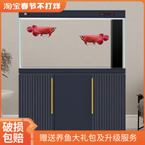 Fish tank living room large and medium-sized ultra-white glass fish tank home 2021 aquarium screen light luxury bottom filter gold fish tank