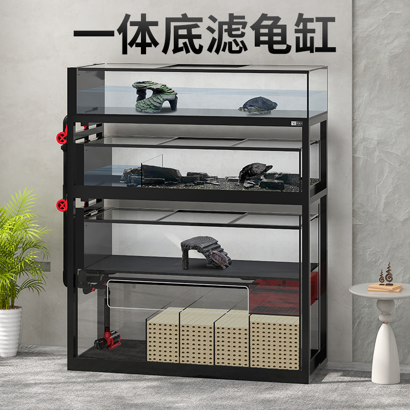Turtle Habitat New Model: Amphibious Multi-Layer Stream Landscaping Fish Tank, No Water Change Required, Home Use, Silent, Integrated Oxygen Generation, No Installation Needed