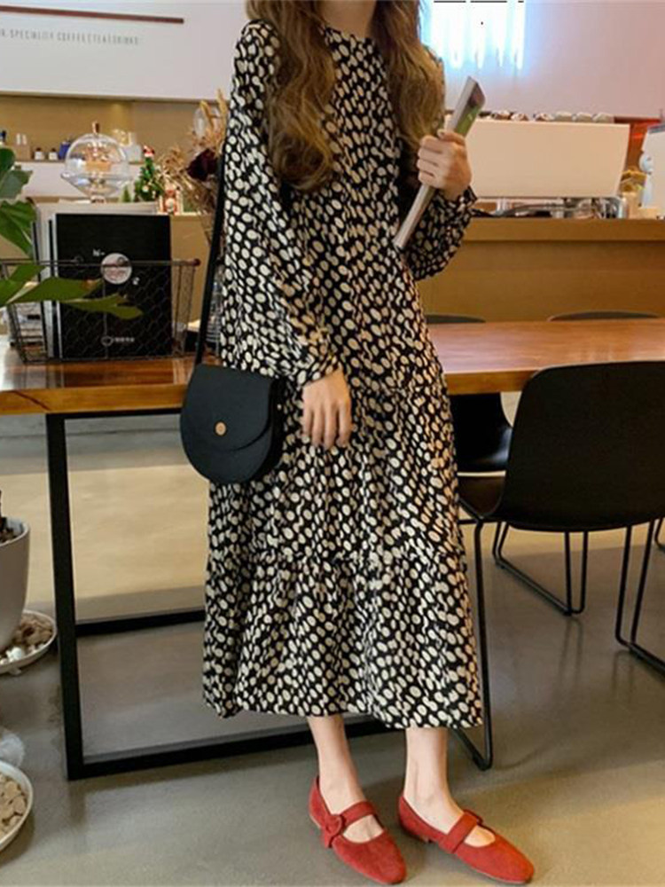 Lecea Alice Bay Point Ocean Clothing 2022 Spring New French Renaissance Vertical Large Middle and Long Dress Female