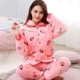 Mùa đông flannel quilted pyjama dịch vụ nhà ba lớp dày lông cừu san hô phù hợp với mùa đông đồ ngủ phụ nữ