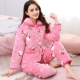 Mùa đông flannel quilted pyjama dịch vụ nhà ba lớp dày lông cừu san hô phù hợp với mùa đông đồ ngủ phụ nữ