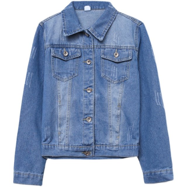 Short Casual Slim Jacket Denim ຂອງແມ່ຍິງພາກຮຽນ spring ສັ້ນແລະດູໃບໄມ້ລົ່ນໃຫມ່ Slim Versatile Denim Jacket ສໍາລັບແມ່ຍິງ