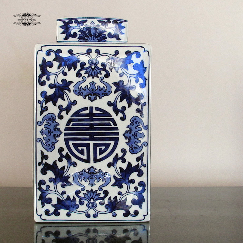 Jingdezhen Blue and White Porcelain Chinese Ceramic Storage Jar Decorative Jar Home Decoration Study Classical Decoration