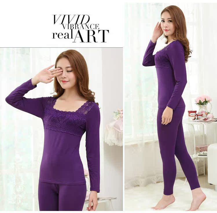 Mùa thu đông nữ mỏng tay dài chạm đáy áo vuông cổ áo ren Slim đồ lót nhiệt đơn mảnh áo khoác Qiuyi Qiuyi đặt áo lót giữ nhiệt nam đẹp