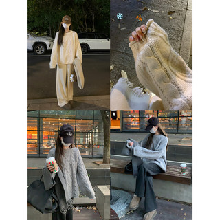 大小姐77 松弛感复古麻花高品100绵羊毛圆领中长款毛衣上衣