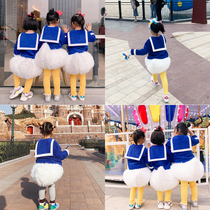 Donald Duck cosplay children baby suit costumes parent-child travel net red hand-made cartoons to go out