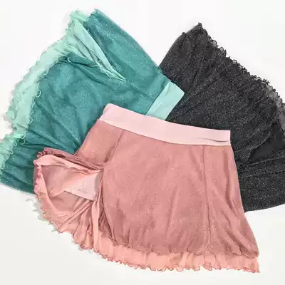 Spring and summer belly dance short skirt practice suit all-match thin skirt silver wire mesh inner pants adult oriental dance clothing