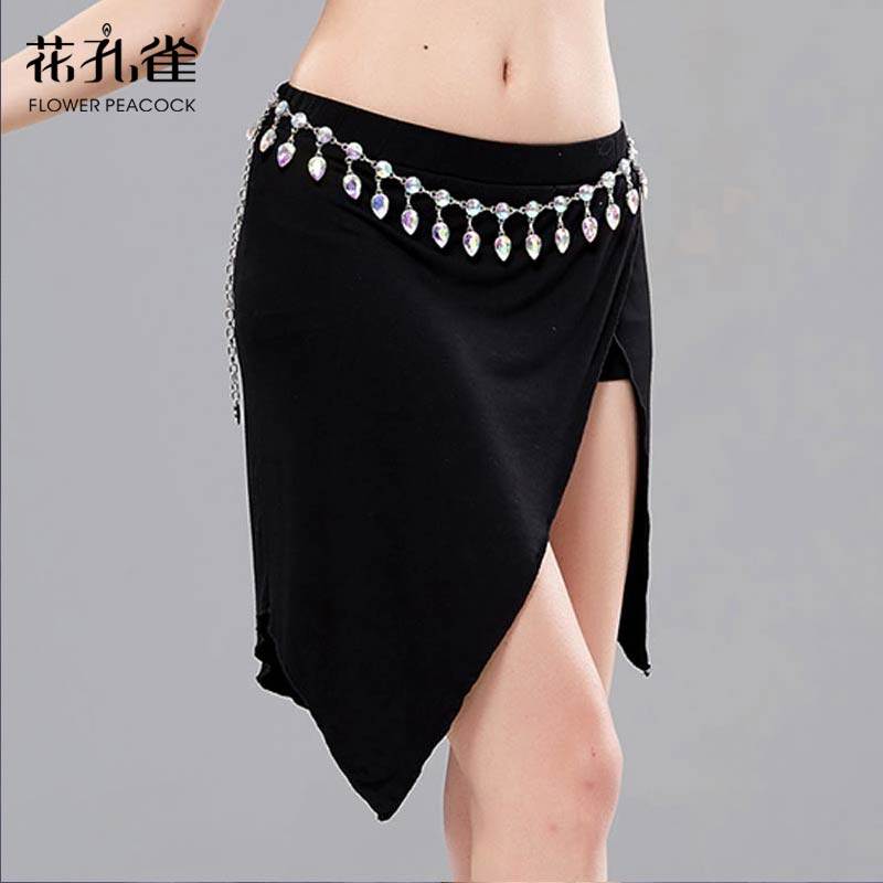 Belly Leather Dance Short Dress Down Dress Dance Practice Dancer Dress Belly Leather Dance Skirt Bag Hip single side opening Mordale dance dress
