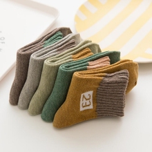 【布加迪】儿童秋冬季纯棉中筒袜5双