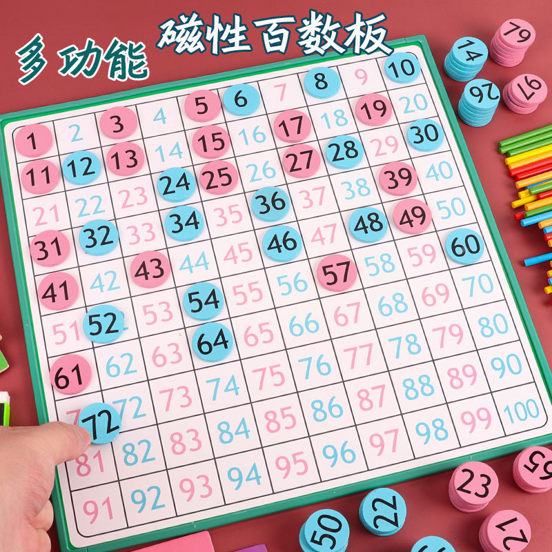 Magnetic Hundreds Board 1 to 100 digital cognitive Montessori math addition and subtraction enlightenment teaching aids children's educational brain toys