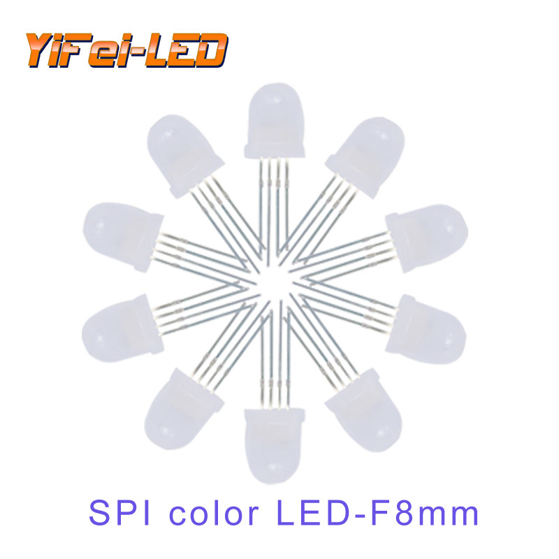 F8 in-line magic color 8MM diameter lamp holder LED full-color built-in in-line lamp beads YF923 APA106 WS2818