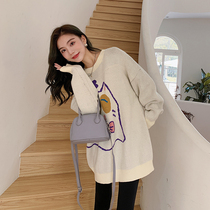 South Island Wind Large Size Womens Fat MM Autumn and Winter New Fashion Slim Sweater Bottom Pants Two Pieces Joker Set