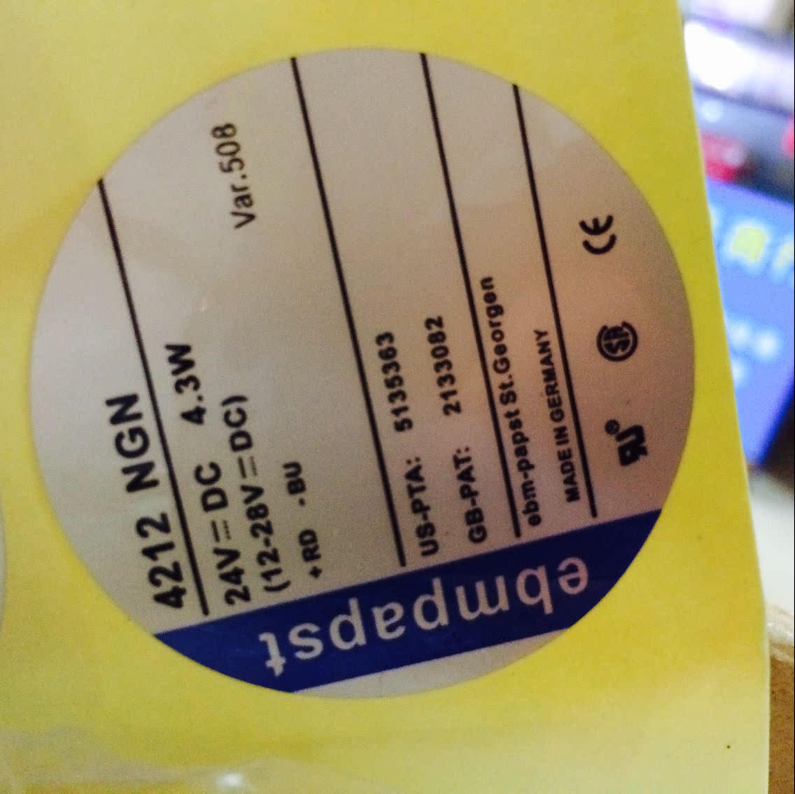 EBMPAPST Germany TYP 4212 NGN 12V 4 3W 12038 Fan A3G400-AA14-A9