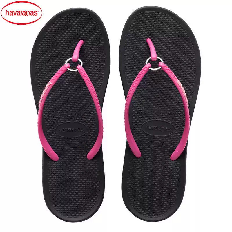 Женские сандалии Havaianas с тонкими ремешками, сланцы с кольцом и петлей на языке