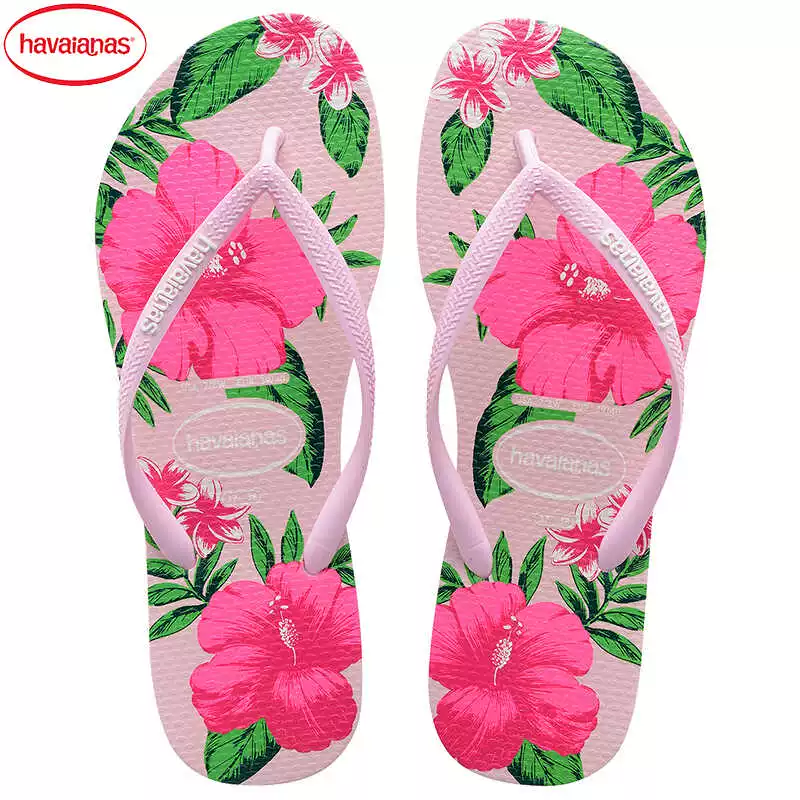 Сандалии-шлепанцы Havaianas для женщин с узкими лямками, цветочный узор в стиле Slim Floral, розовый ()