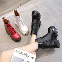 Autumn new boots womens 2019 thick-soled Martin boots casual British all-in-one height-increasing muffin small boots