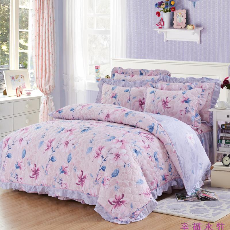 Chần bông trải giường cotton phong cách Châu Âu bedless giường váy mảnh duy nhất cotton cộng với cotton bed cover giường với giường baffle