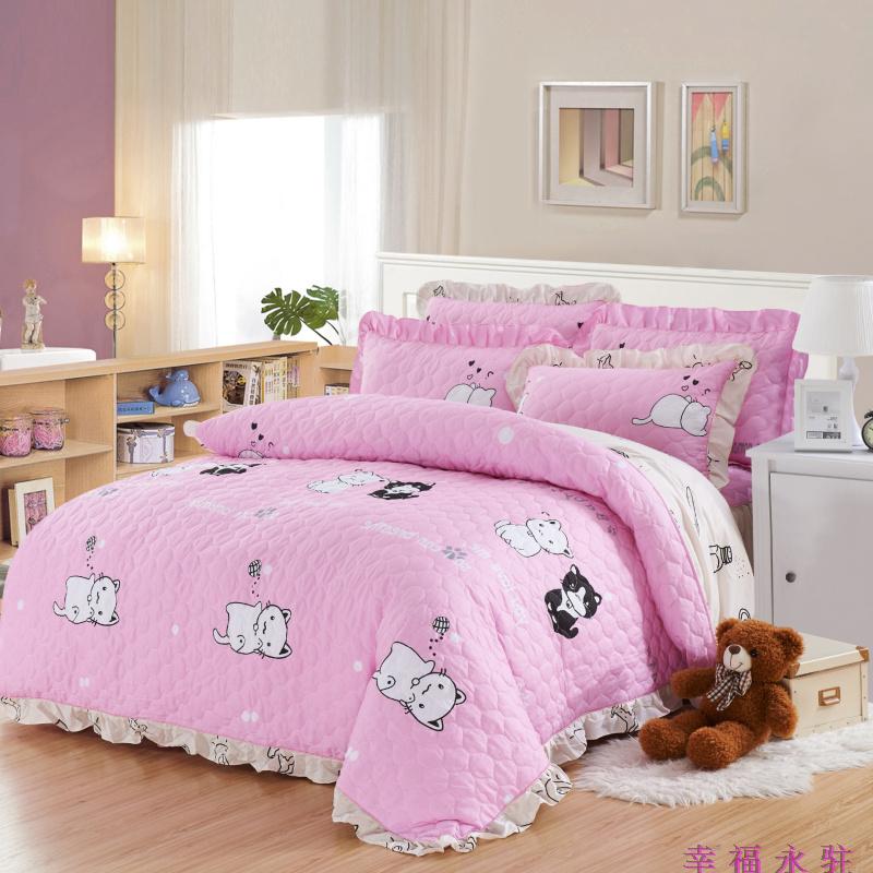 Chần bông trải giường cotton phong cách Châu Âu bedless giường váy mảnh duy nhất cotton cộng với cotton bed cover giường với giường baffle