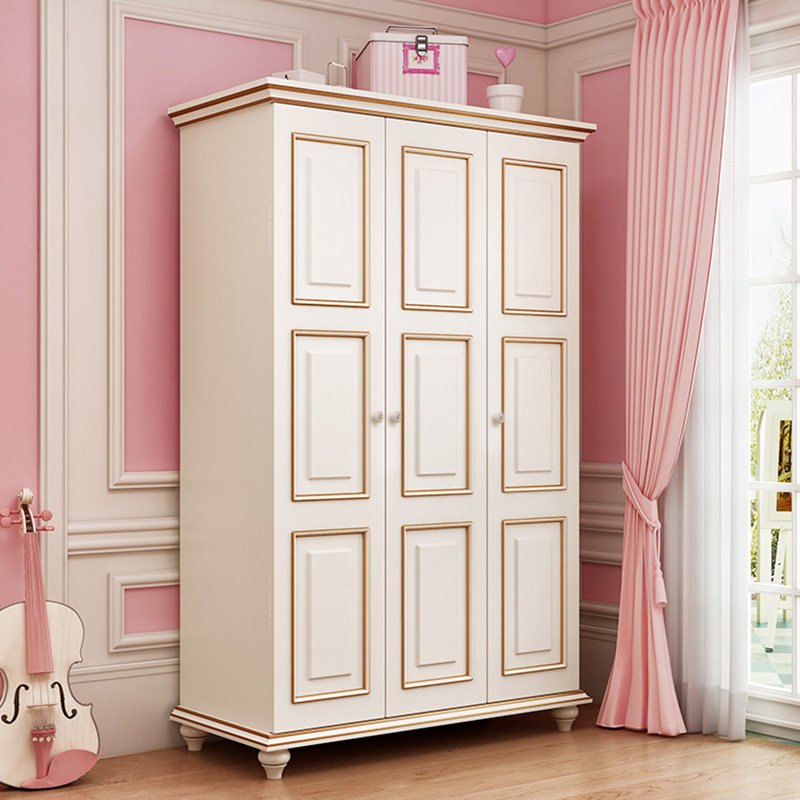 American solid wood wardrobe combination cabinet Simple two-door three-door storage cabinet Economical children's wardrobe