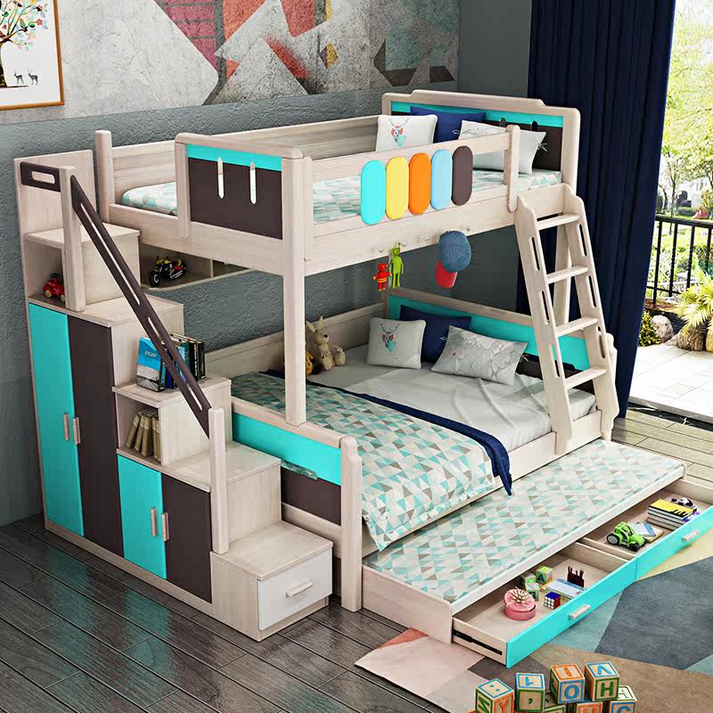 Children's bed Boys All solid wood bed Double bed Modern simple high and low bed Mother and child bed Bunk bed Two-layer bed