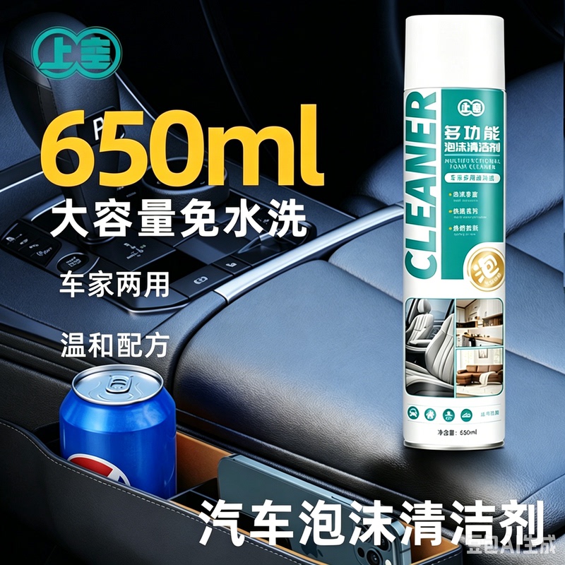 Multifunctional Foam Cleaner for Car Interiors, Dry Cleaning Brush for Car Seats, Powerful Stain Remover, Whole Box