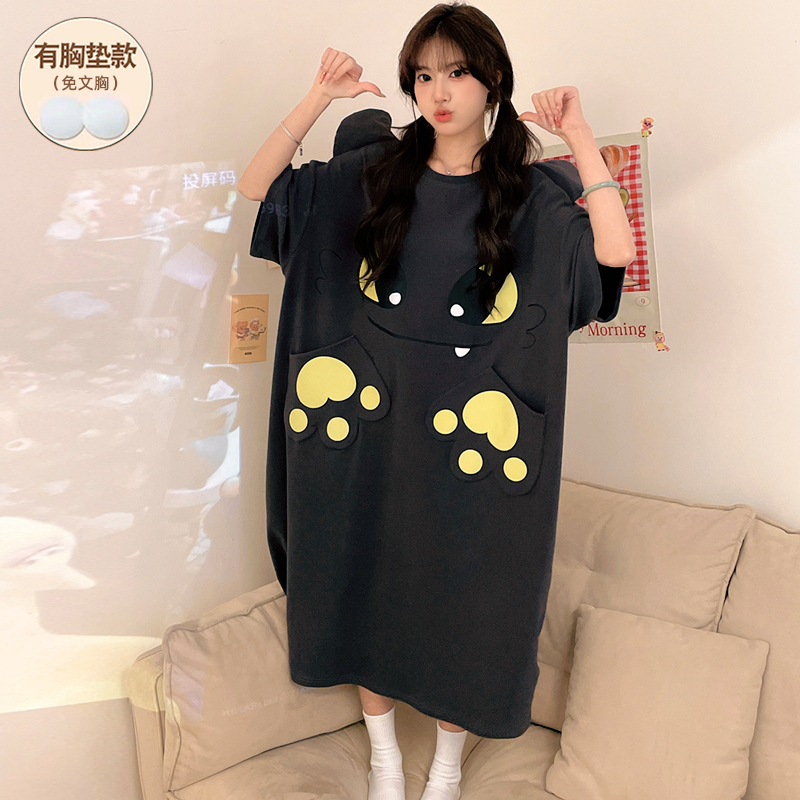 How to Train Your Dragon Nightgown for Women Summer Pajamas 2025 New Style Pure Cotton with Chest Pad Long Short Sleeve Cute Can Be Worn Outside for Girls