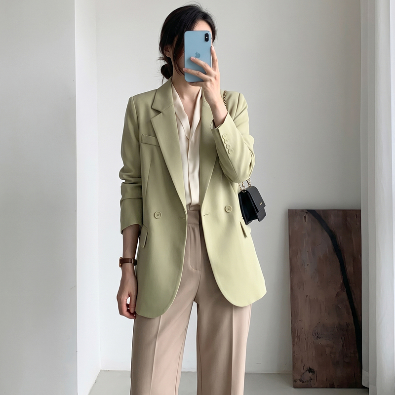 Spring and Autumn New Style Green Elegant Loose Casual Blazer for Women 2026 Korean Design Versatile Suit Jacket Spring and Autumn New Style Green Elegant Loose Casual Blazer for Women 2026 Korean Design Versatile Suit Jacket
