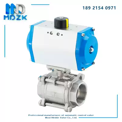 Stainless steel 304 three-piece pneumatic screw ball valve Q611F16P