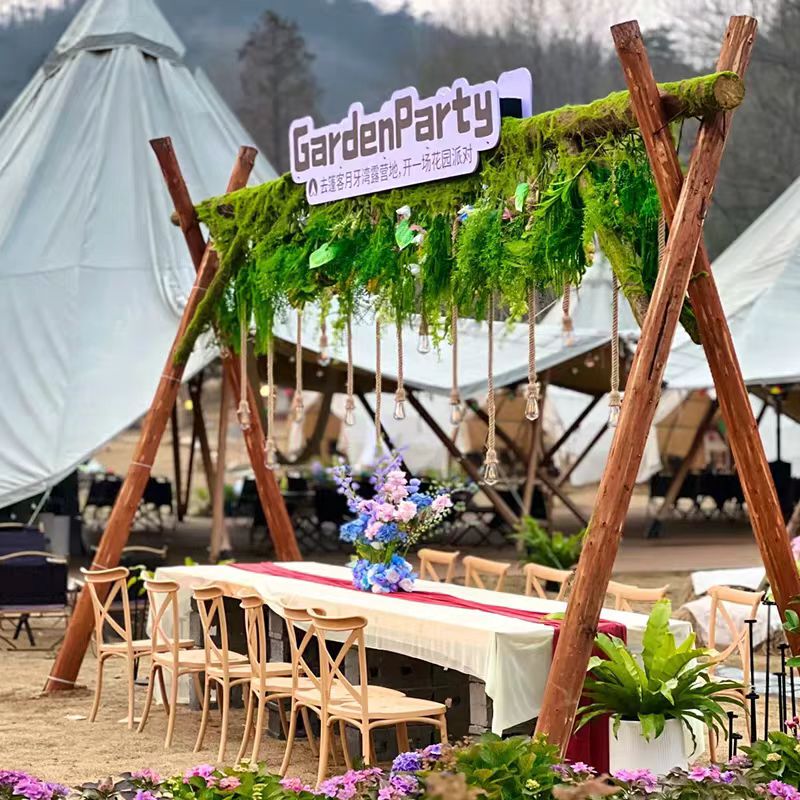 Outdoor Anti-Corrosion Solid Wood Arch Stand for Camping Grounds, Scenic Spots, Forest-Themed Events, Party Atmosphere, Photo-Taking Decoration Stand