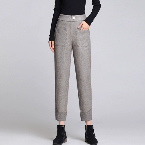 Демисезонные леггинсы, шерстяные штаны, 2020, высокая талия, свободный прямой крой