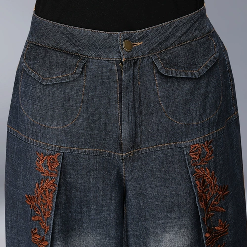 澜懿 Летняя тонкая этническая юбка, штаны, этнический стиль, А-силуэт, высокая талия