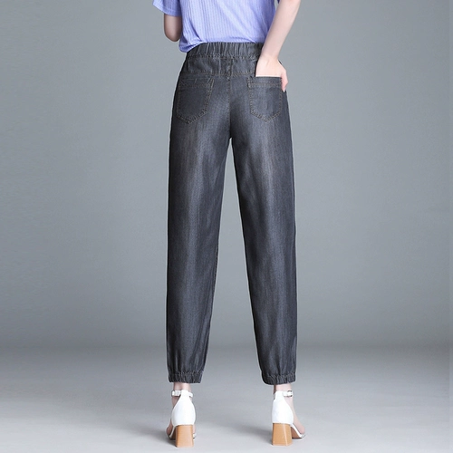 Летний тонкий фонарь, джинсовые штаны, по фигуре, эластичная талия, большой размер
