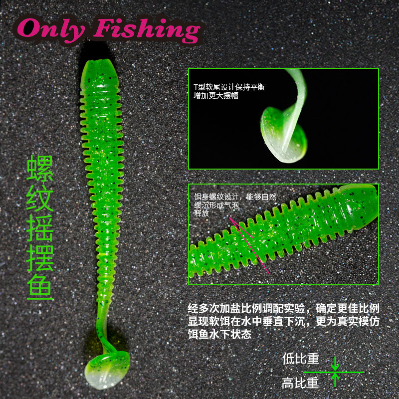 New products ONLYFISING 2 3 inch 2 8 inch thread T tailed fish soft bait plus salt shrimp taste Luia mandarin fish