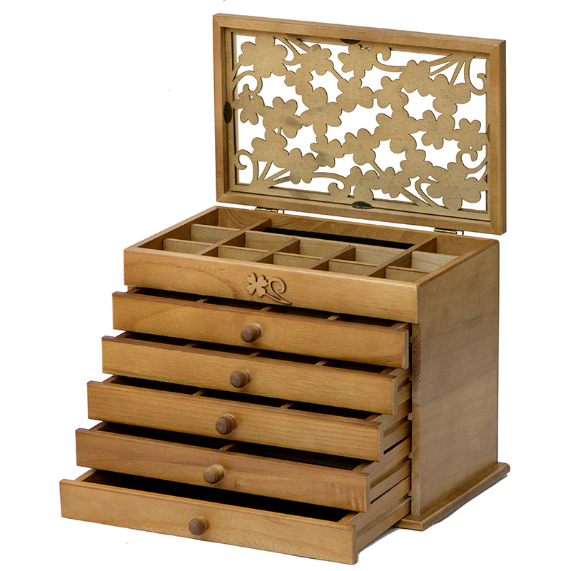 High-end luxury jewelry box solid wood princess European Korean jewelry storage box antique display rack large capacity