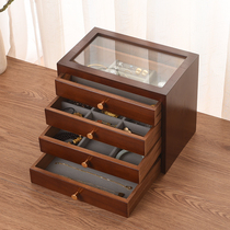 High-end 2024 new luxury ring earrings necklace earrings bracelet jewelry box solid wood drawer jewelry storage box