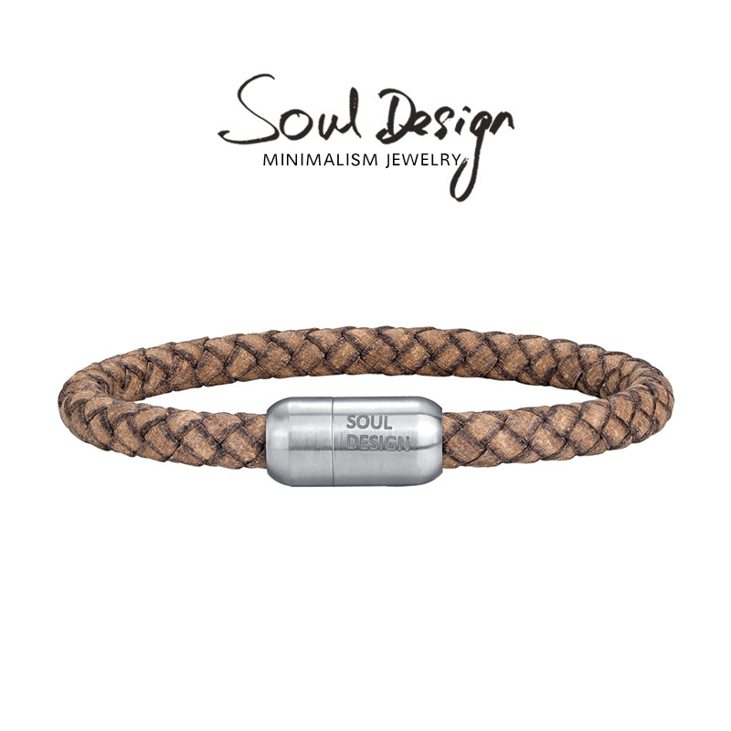 SooulDesign Pure Cow Leather Design Male Cortical Hand Rope Retro Primary Color Couple Trend Retro Men And Women Handmade Accessories